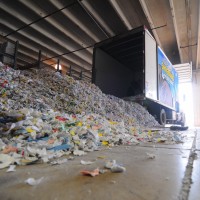 Image of paper shredding track at recycle plant in Oklahoma City, OK