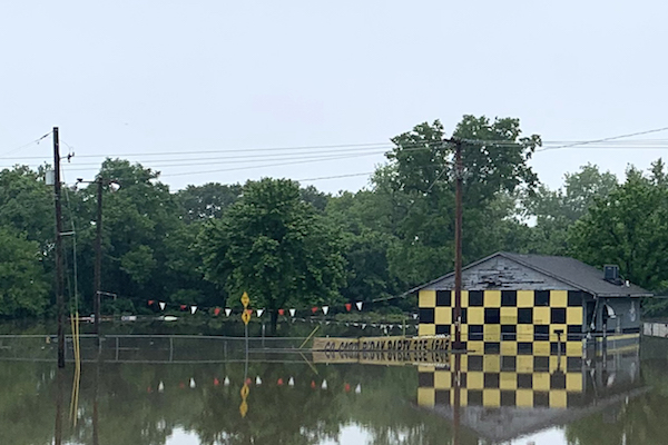 Flood waters swamp go-cart track business in Bartlesville following May 2019 storm. (Photo by Scott Sullivan/RK Black Inc.)